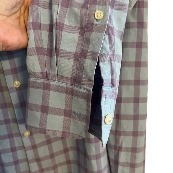 🌺PETER MILLAR Men's Button Up Shirt Size Large Lavender / Blue Long Sleeve L🌺 - Picture 3 of 6